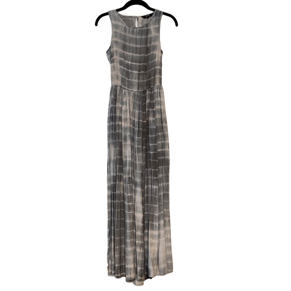 NEUW Maxi Dress Size 6 Gray Shibori Tie Dye Sleeveless Cut Out Pleated Festival - Picture 2 of 16